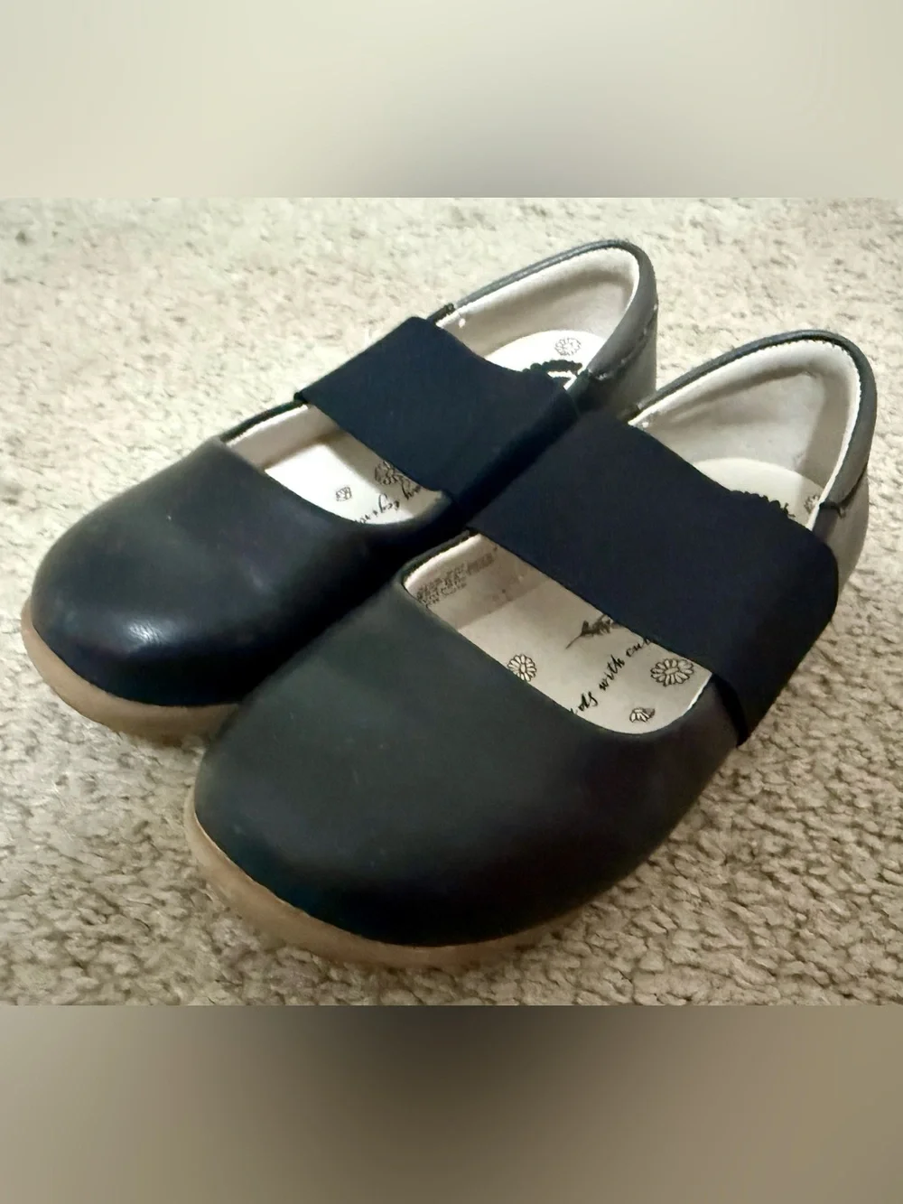Livie & Luca Black Mary Jane Elastic Strap Girls Shoes Size 9 Toddler